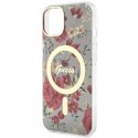 Guess nakładka do iPhone 14 6,1" GUHMP14SHCFWSA khaki hardcase Magsafe IML Flower