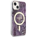 Guess nakładka do iPhone 14 6,1" GUHMP14SHLEOPWP różowa hardcase Magsafe IML Leopard