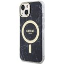 Guess nakładka do iPhone 14 6,1" GUHMP14SPCUMAK czarna hardcase Magsafe IML Marble