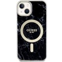 Guess nakładka do iPhone 14 6,1" GUHMP14SPCUMAK czarna hardcase Magsafe IML Marble