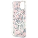 Guess nakładka do iPhone 14 Plus 6,7" GUHMP14MHCFWSP różowa hardcase Magsafe IML Flower