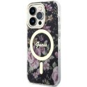 Guess nakładka do iPhone 14 Pro 6,1" GUHMP14LHCFWSK czarna hardcase Magsafe IML Flower