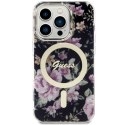 Guess nakładka do iPhone 14 Pro 6,1" GUHMP14LHCFWSK czarna hardcase Magsafe IML Flower