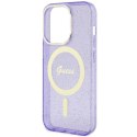 Guess nakładka do iPhone 14 Pro 6,1" GUHMP14LHCMCGU fioletowa hardcase Magsafe IML Glitter Gold