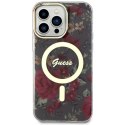 Guess nakładka do iPhone 14 Pro Max 6,7" GUHMP14XHCFWSA khaki hardcase Magsafe IML Flower