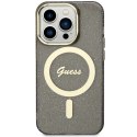 Guess nakładka do iPhone 14 Pro Max 6,7" GUHMP14XHCMCGK czarna hardcase Magsafe IML Glitter Gold