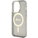 Guess nakładka do iPhone 14 Pro Max 6,7" GUHMP14XHCMCGK czarna hardcase Magsafe IML Glitter Gold