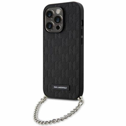 Karl Lagerfeld nakładka do iPhone 14 Pro Max 6,7" KLHCP14XSACKLHPK czarna hardcase Saffiano Mono Chain