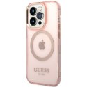 Guess nakładka do iPhone 14 Pro Max 6,7" GUHMP14XHTCMP purpurowa hardcase Gold Outline Translucent MagSafe