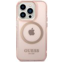 Guess nakładka do iPhone 14 Pro Max 6,7" GUHMP14XHTCMP purpurowa hardcase Gold Outline Translucent MagSafe